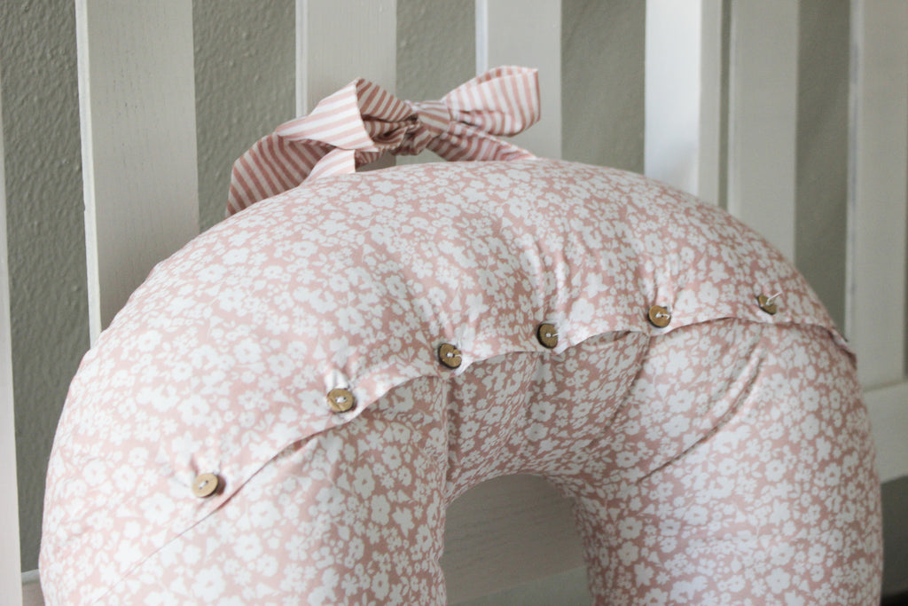 Cotton Nursing Pillow | Flower Fields | Dusty Rose