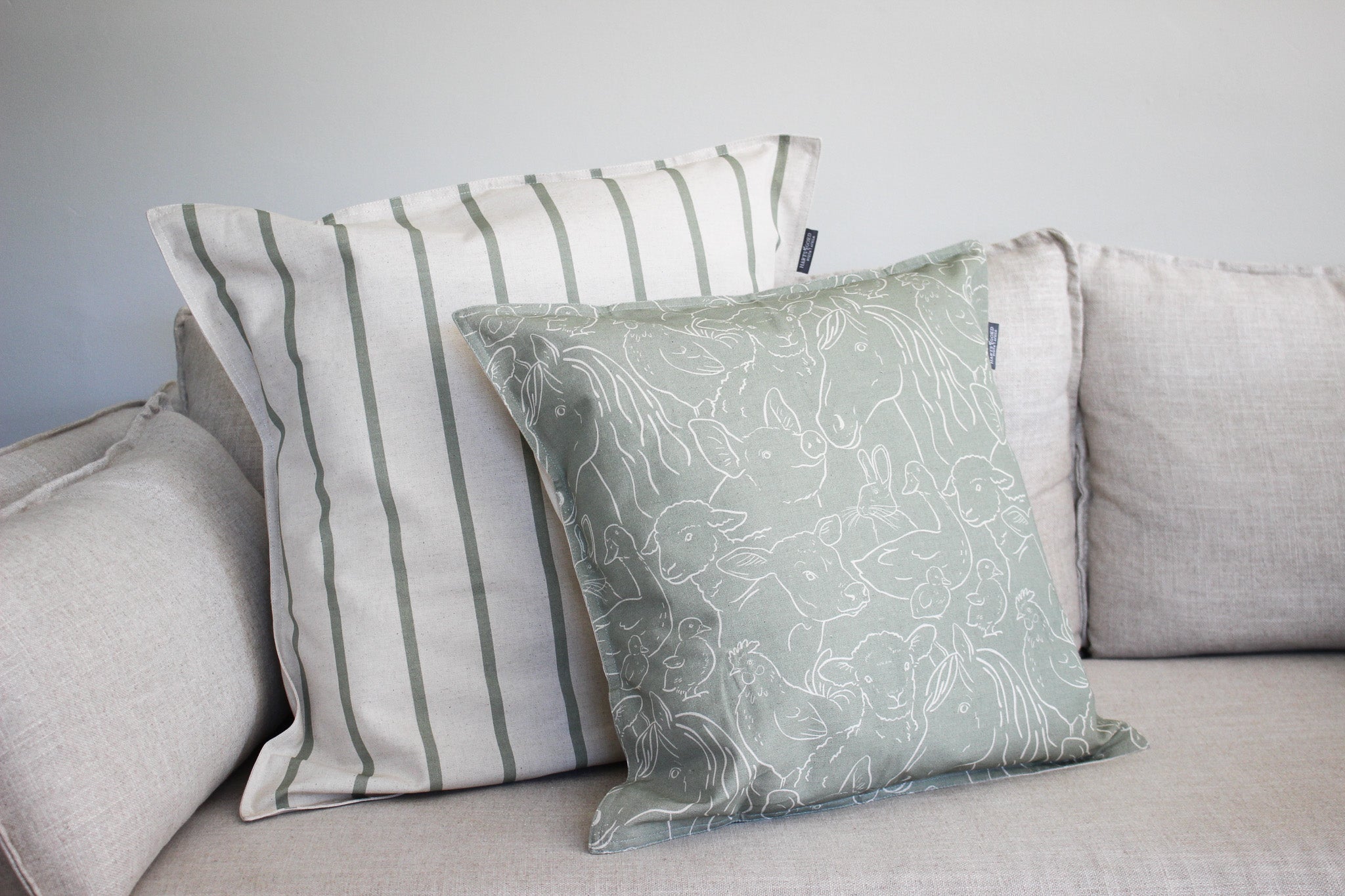 Cushion Cover | Farm Animals Olive | 50x50cm