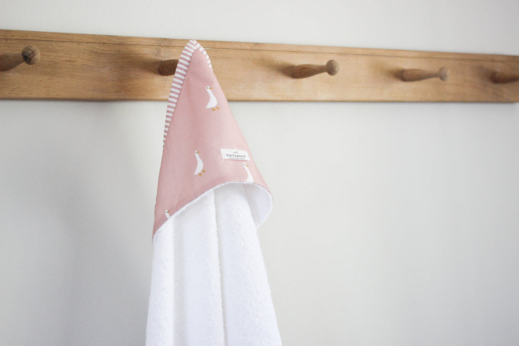 Hooded Baby Bath Towel | Ducks | Dusty Rose