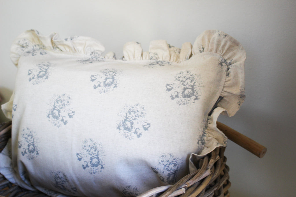 Karoo Frilled Cushion Cover | Grey Country Floral | 35 x 50cm
