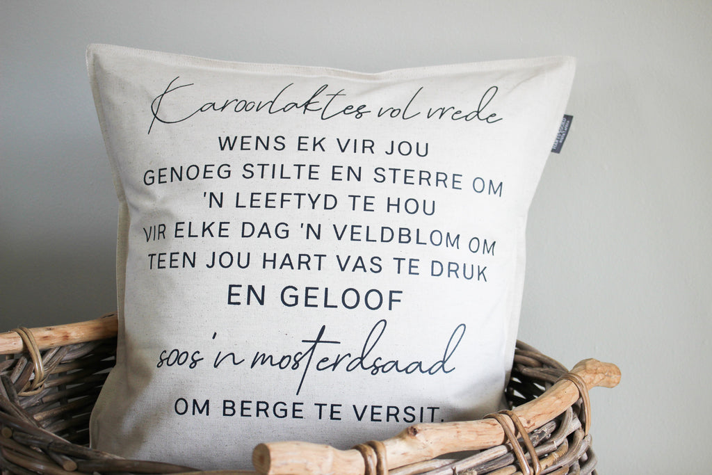 Linen Cushion Cover | Karoovlaktes vol vrede | 50x50cm