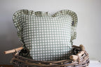 Karoo Frilled Cushion Cover | Olive Gingham | 50x50cm