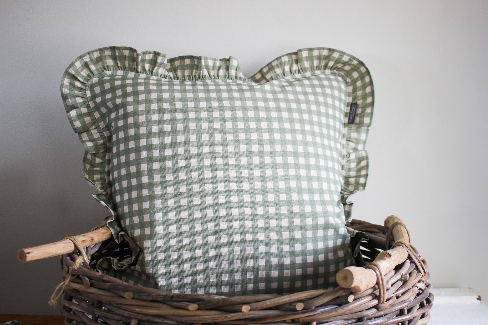 Karoo Frilled Cushion Cover | Olive Gingham | 50x50cm