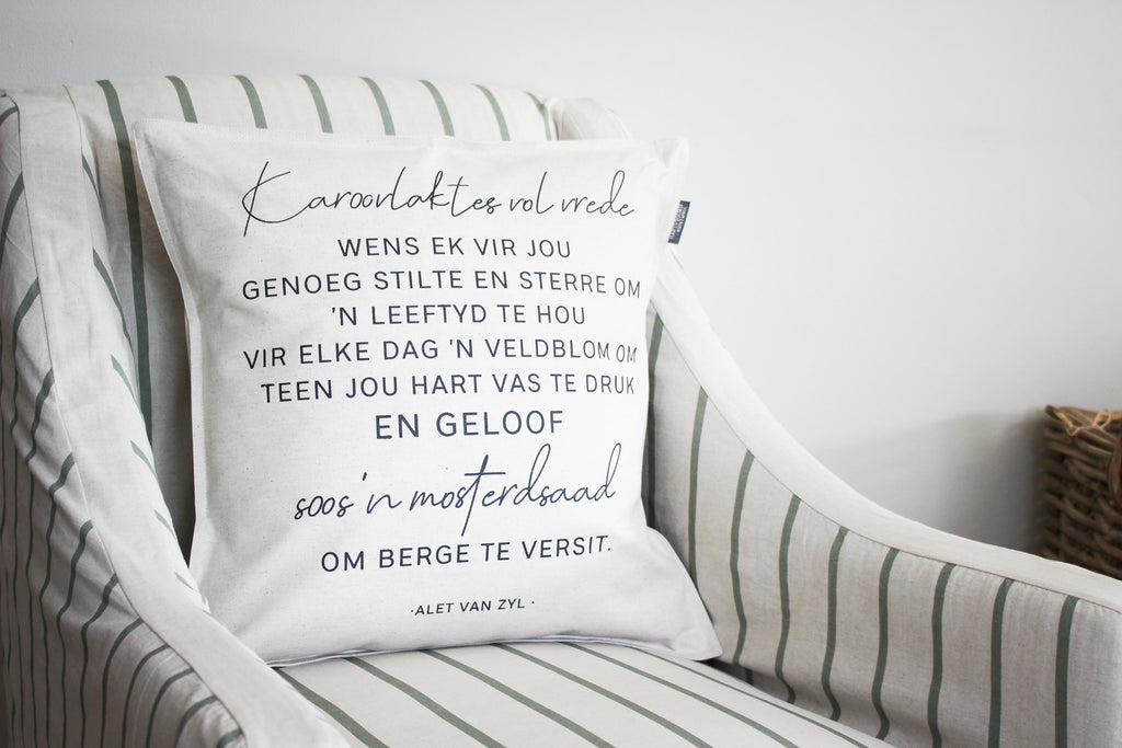 Linen Cushion Cover | Karoovlaktes vol vrede | 50x50cm