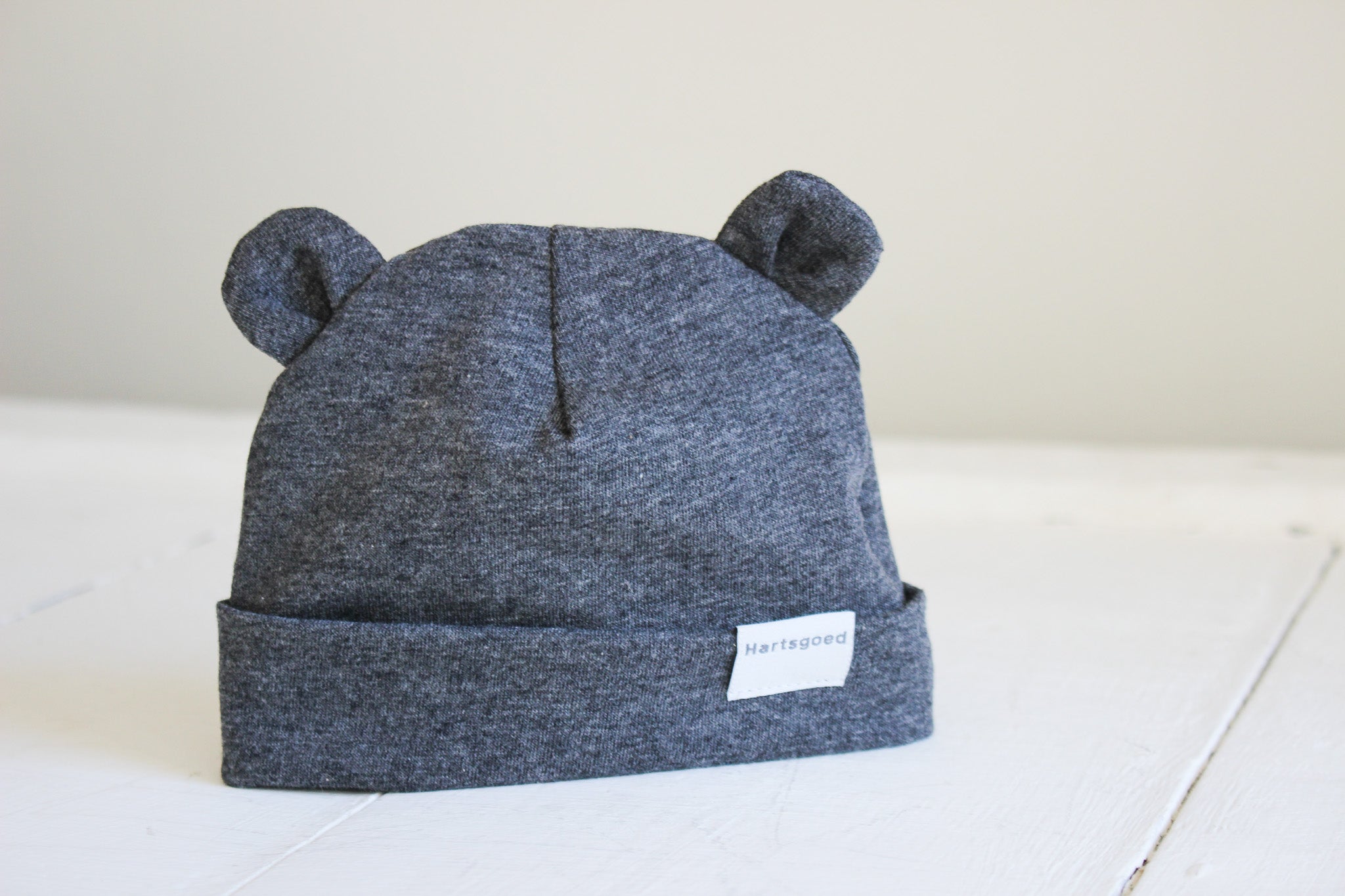 Handmade Baby Bear Beanie | Charcoal