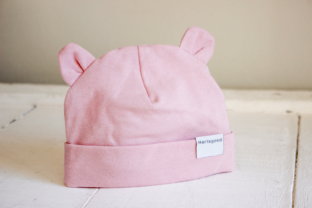 Handmade Baby Bear Beanie | Dusty Pink