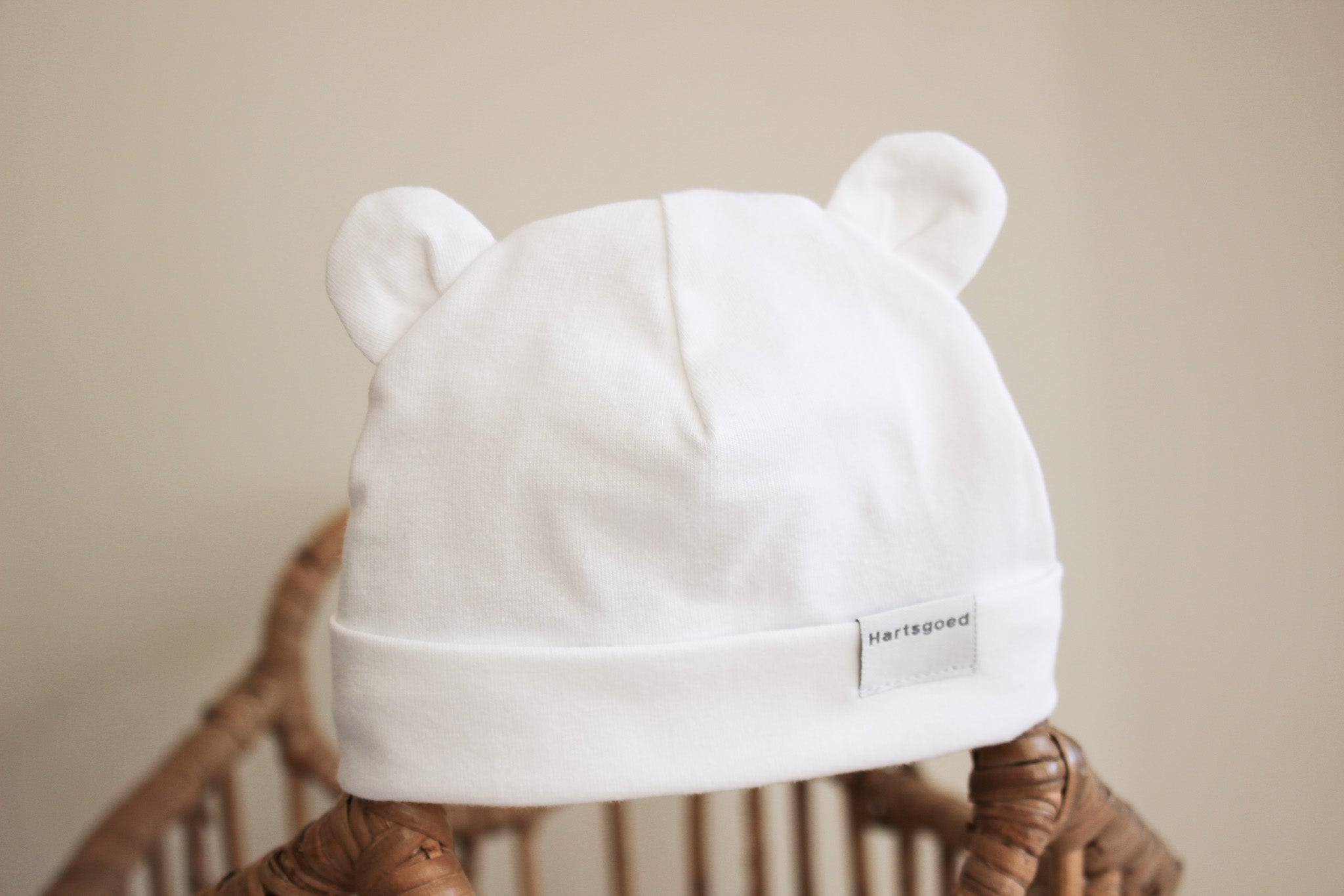 Handmade Baby Bear Beanie | White