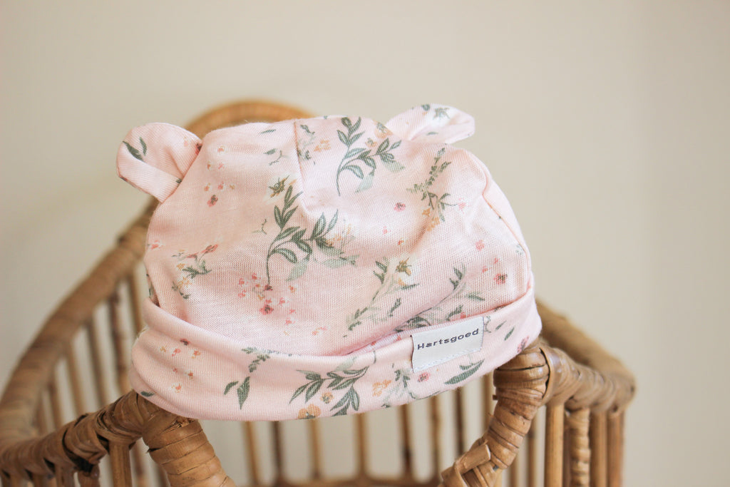 Handmade Baby Bear Beanie | Blossoms on Blush