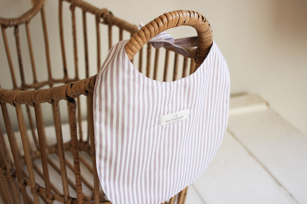 Cotton Baby Bib | Lines & Ducks | Mauve