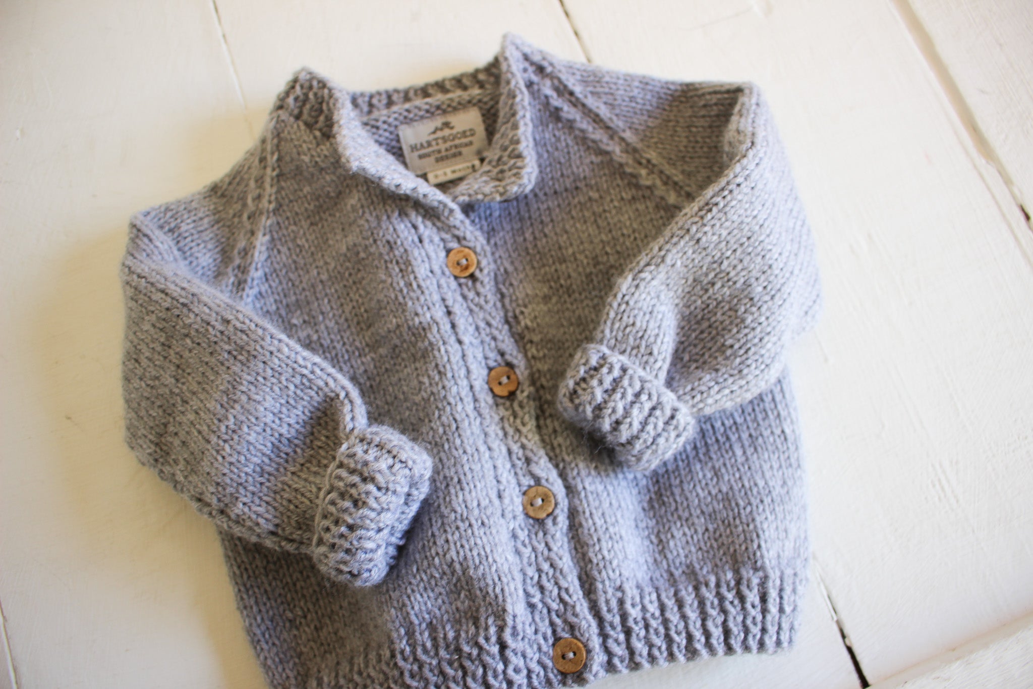 Hand Knitted Baby Cardigan | Grey