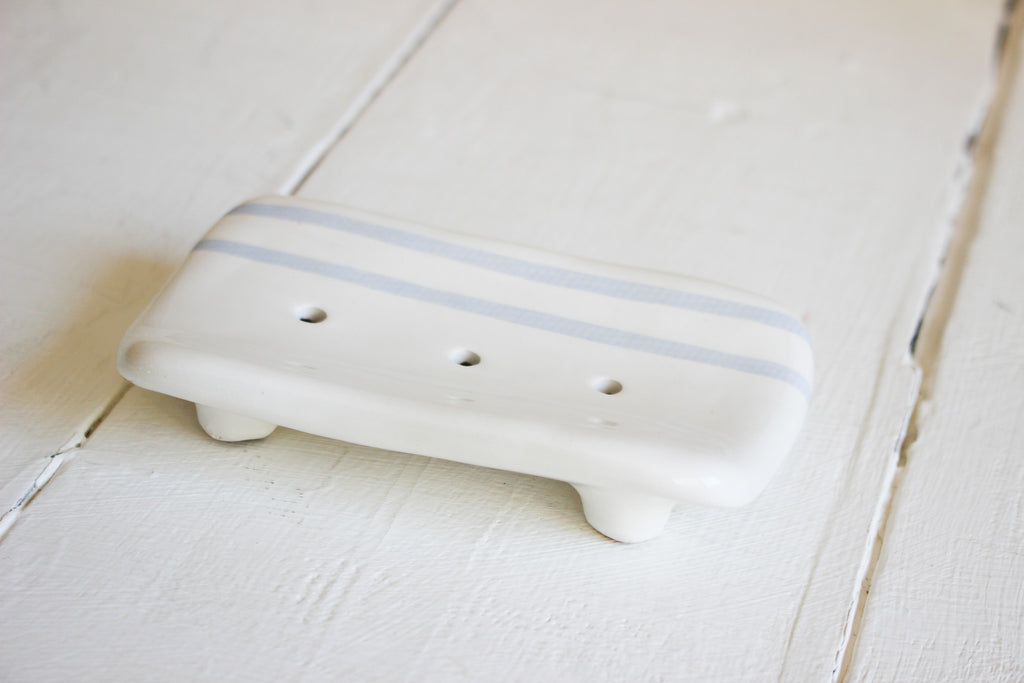 Ceramic Soap Dish | Pinstripe