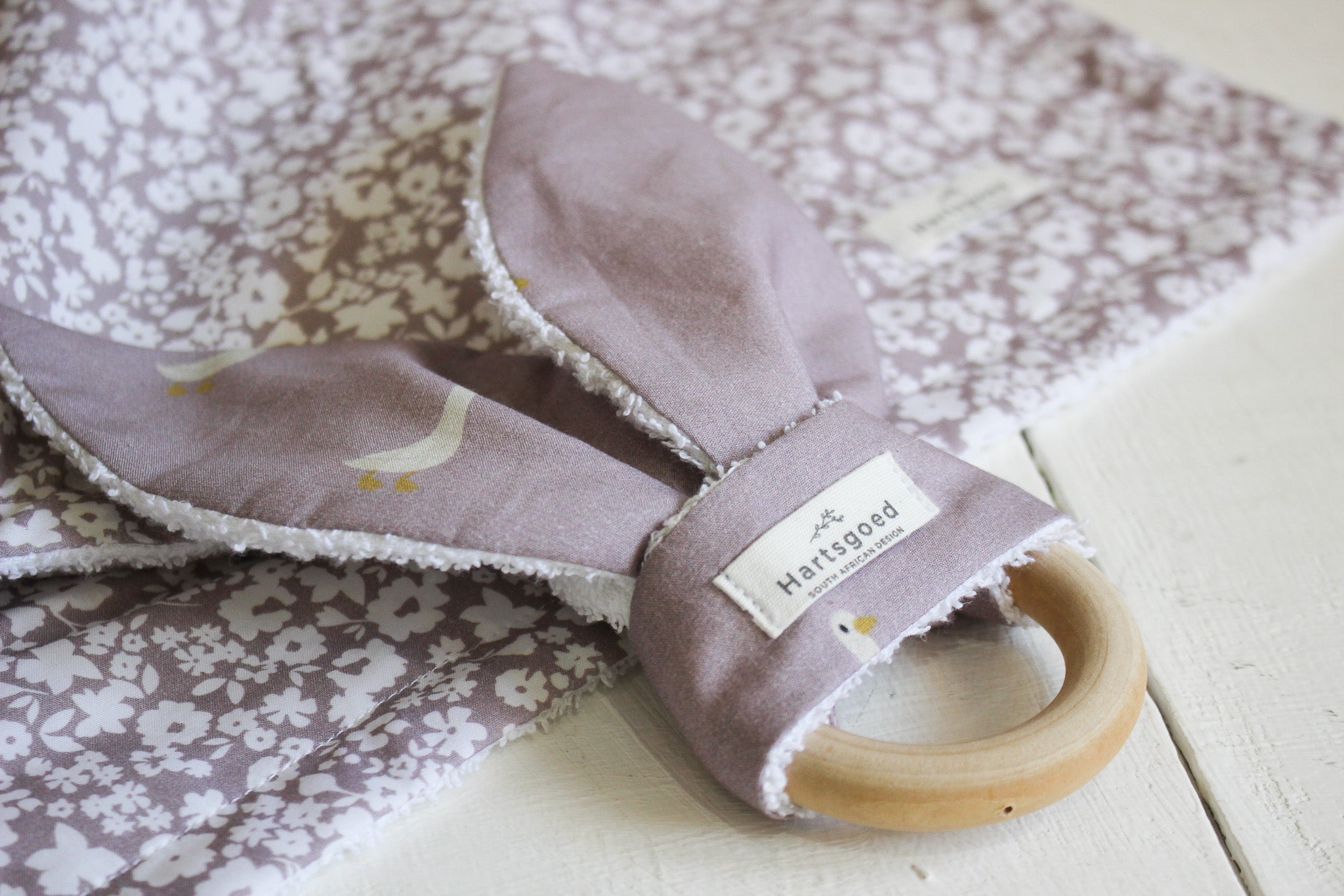 Wooden Teether | Ducks | Mauve