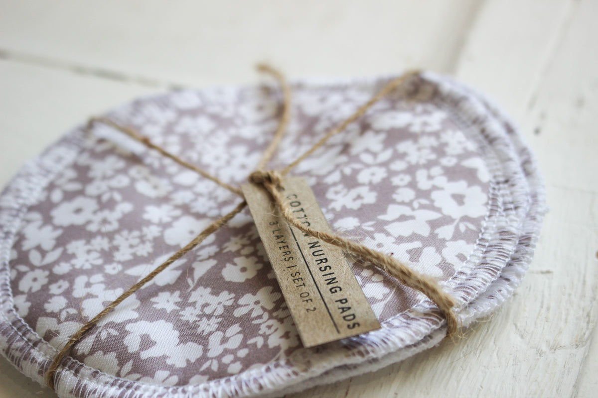 Karoo Mama Nursing Pads | Set of 2 |  Mauve Flower Fields