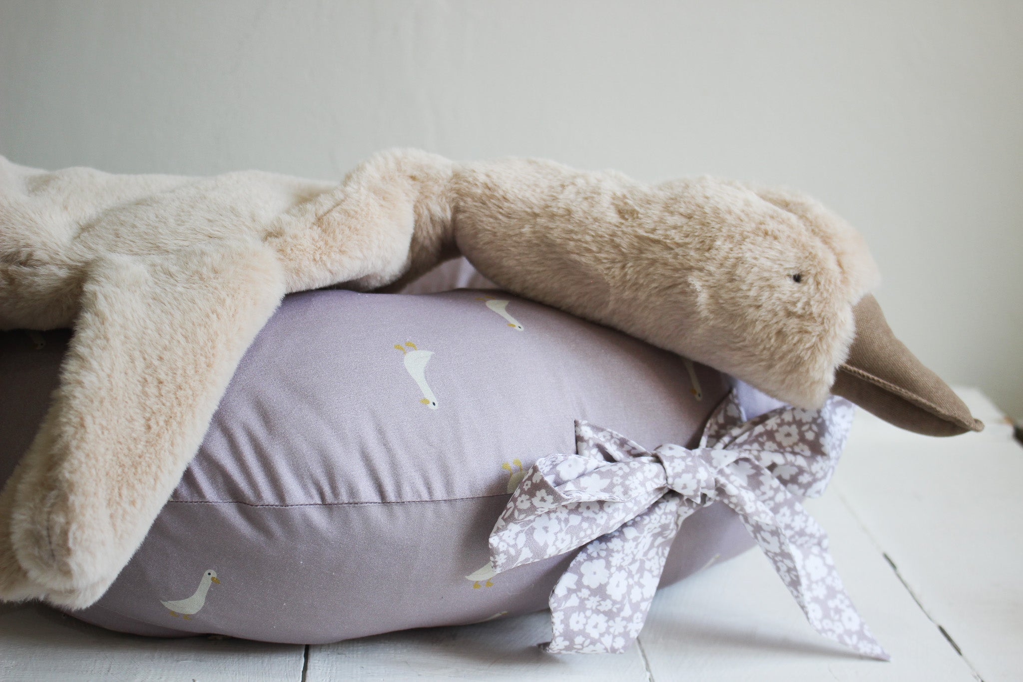 Cotton Nursing Pillow | Ducks | Mauve