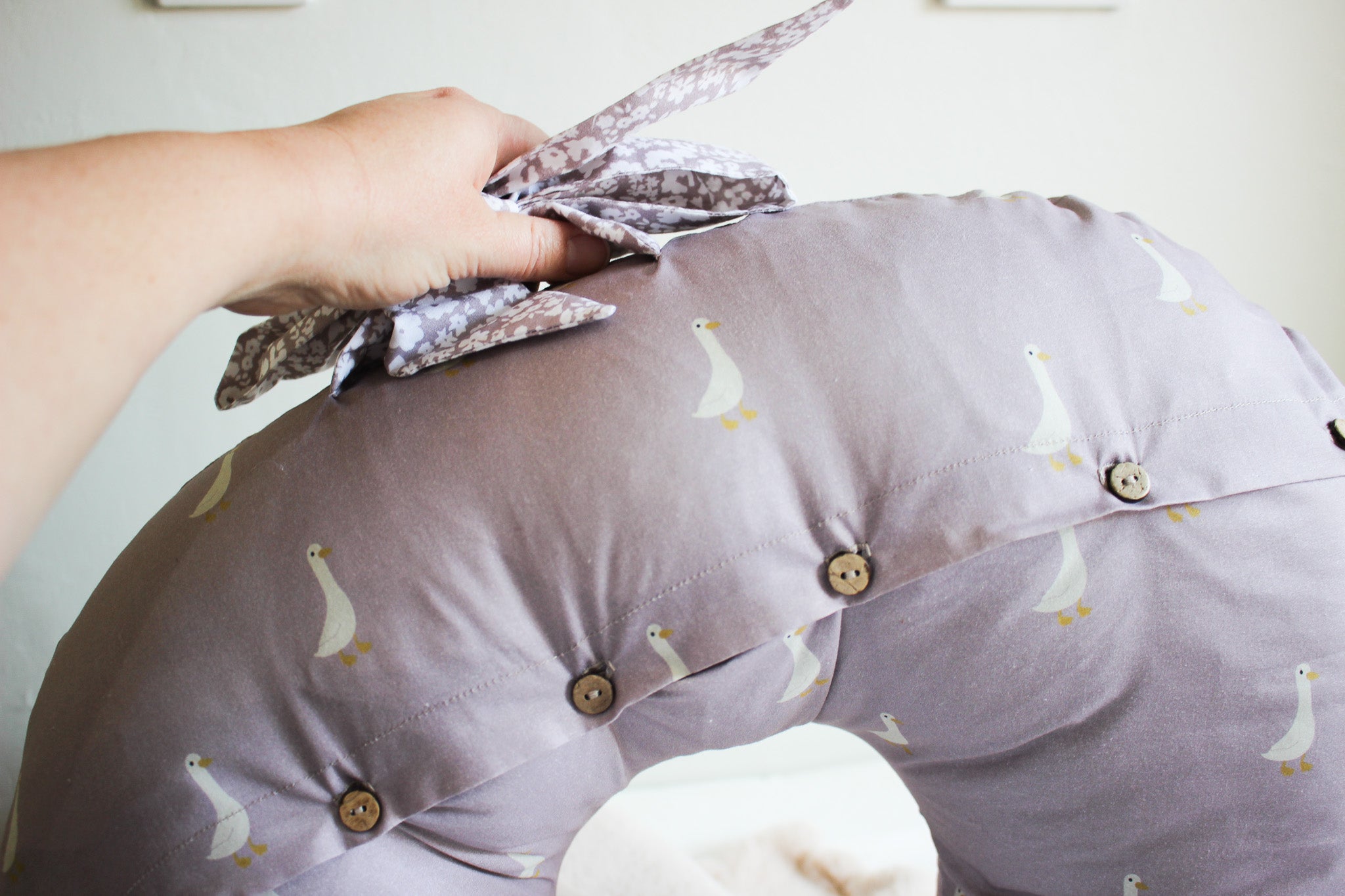 Cotton Nursing Pillow | Ducks | Mauve