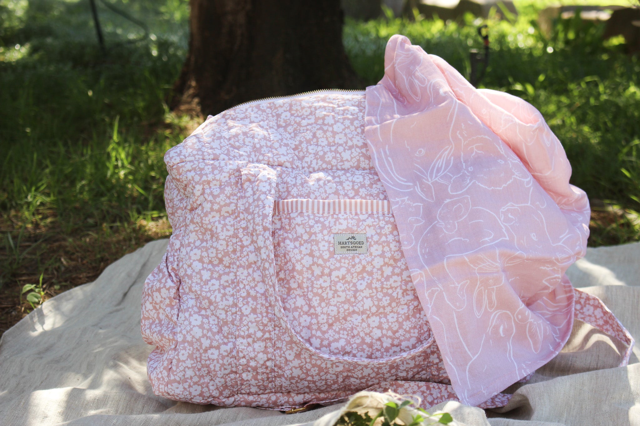 Quilted Cotton Nappy & Weekender Bag | Dusty Rose