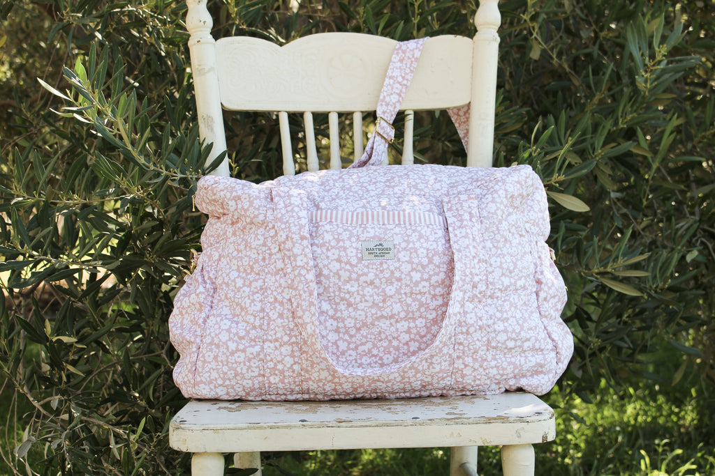 Quilted Cotton Nappy & Weekender Bag | Dusty Rose