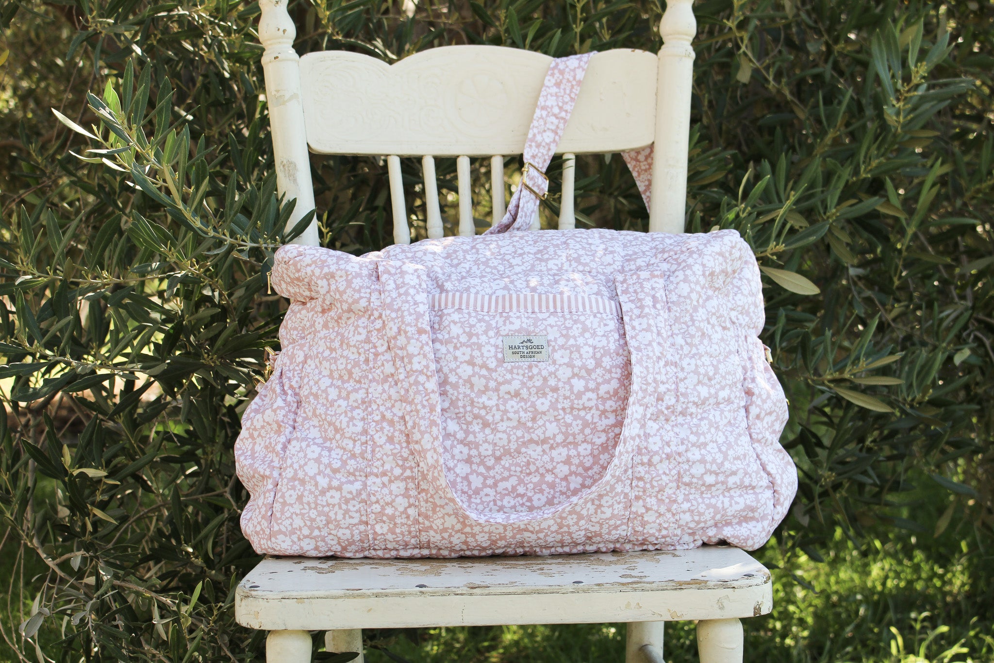 Quilted Cotton Nappy & Weekender Bag | Dusty Rose