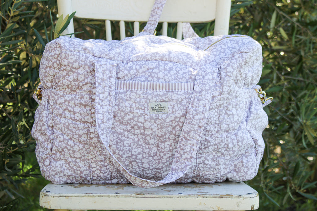 Quilted Cotton Nappy & Weekender Bag | Mauve