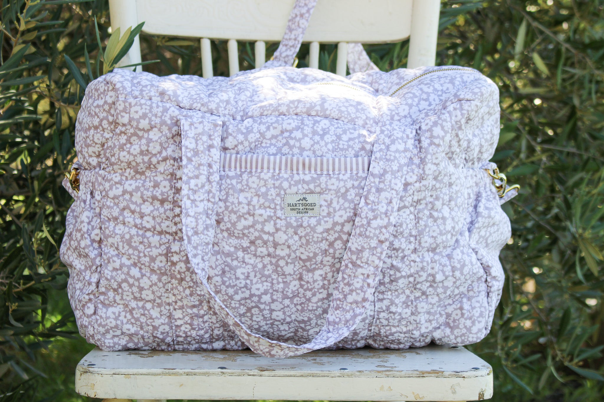 Quilted Cotton Nappy & Weekender Bag | Mauve