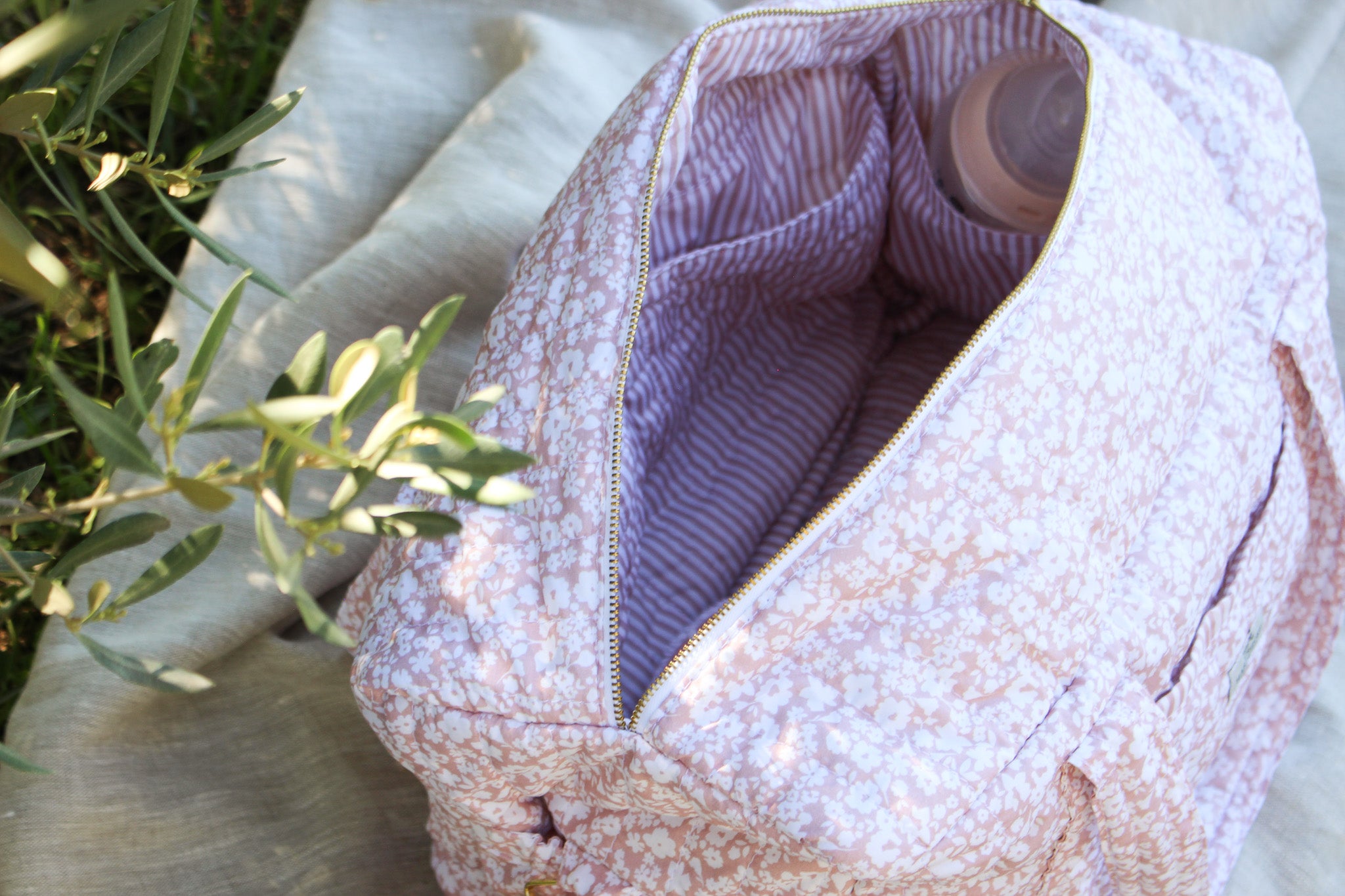 Quilted Cotton Nappy & Weekender Bag | Dusty Rose