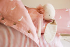Cot  Duvet Set (100% Cotton) | Ducks & Lines | Dusty Rose