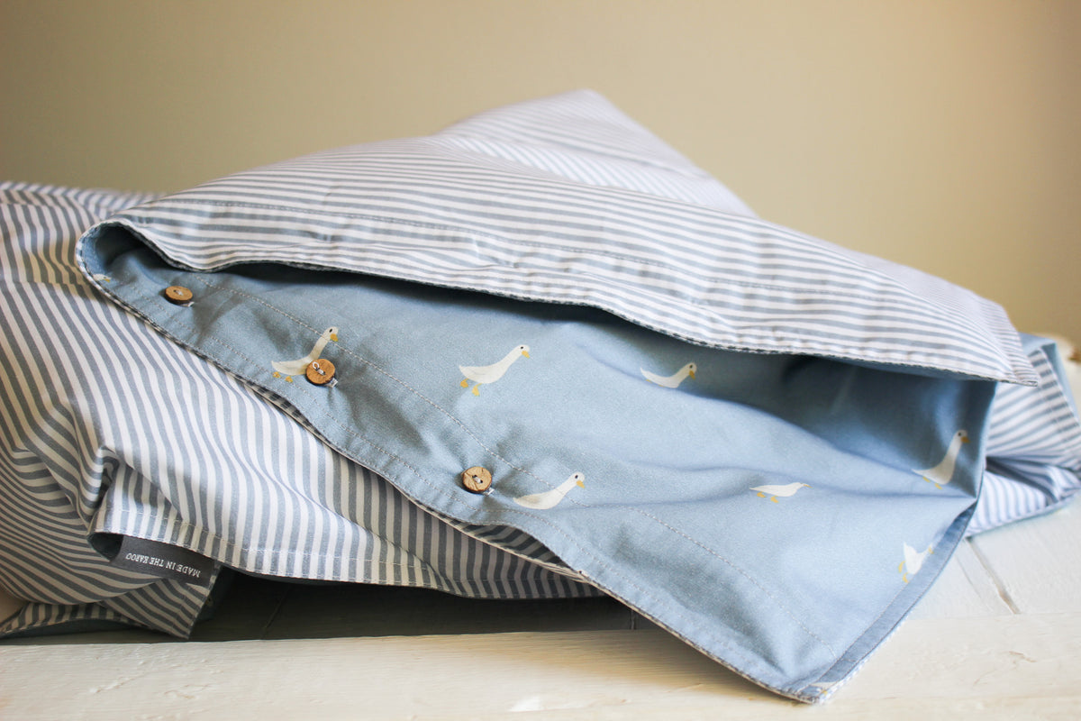 Cot  Duvet Set (100% Cotton) | Ducks & Lines | Karoo Skies