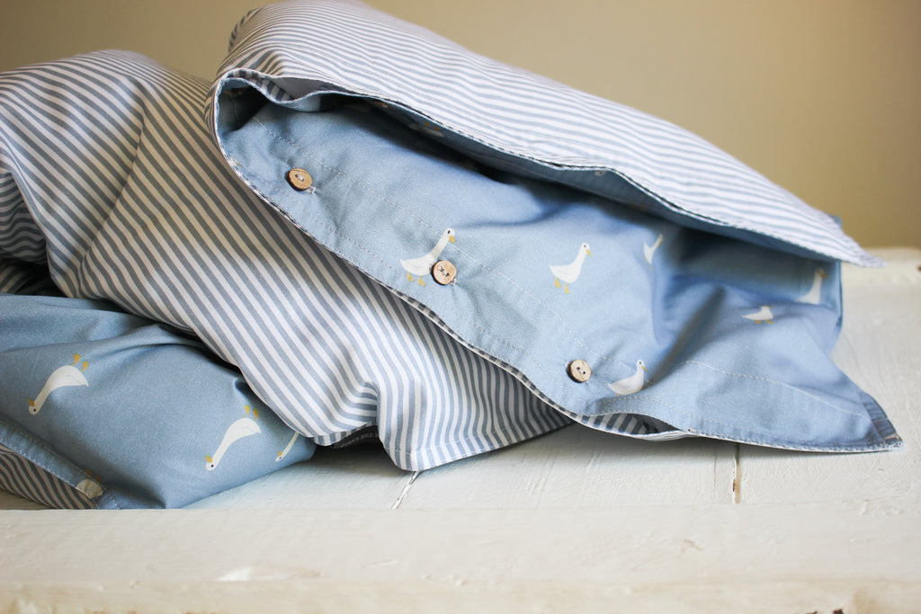 Cot  Duvet Set (100% Cotton) | Ducks & Lines | Karoo Skies