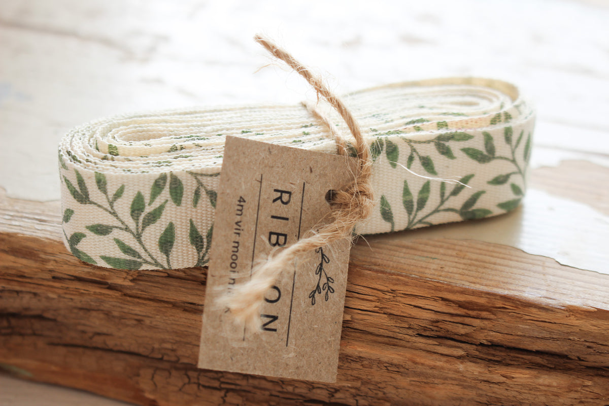 Ribbon 4m |  Green Leaves 20mm