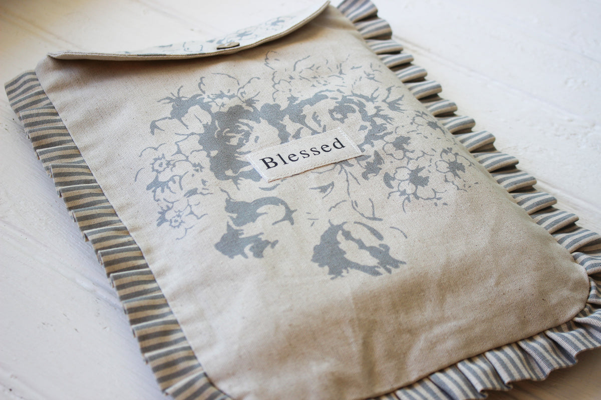Frilled Bible Bag | Grey | Blessed