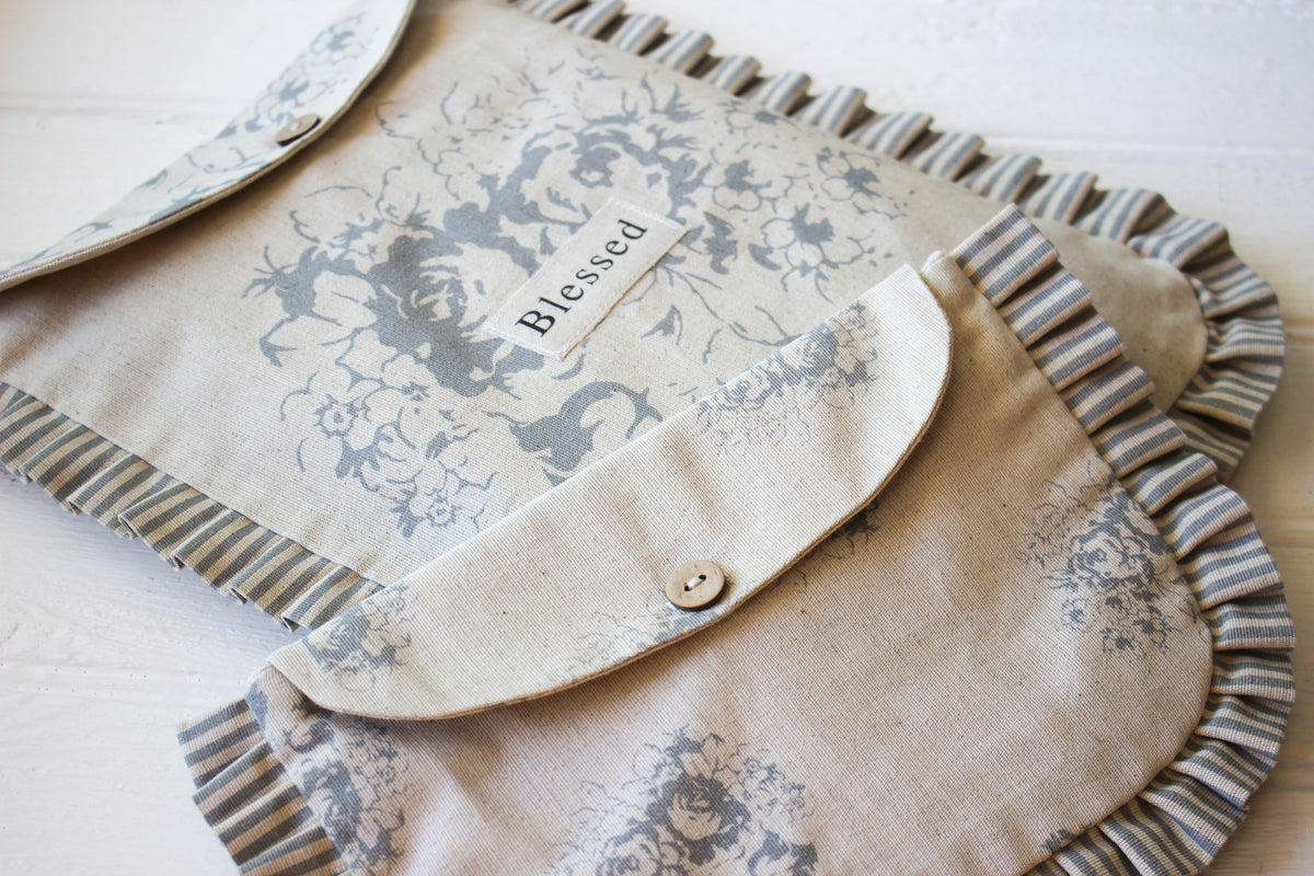 Frilled Bible Bag | Grey | Blessed