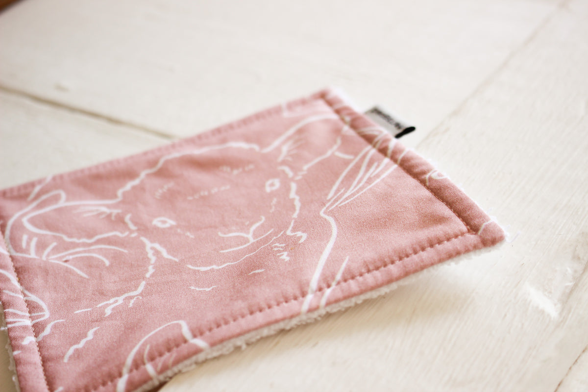 Cotton Face Cloth | Farm Animals | Dusty Rose