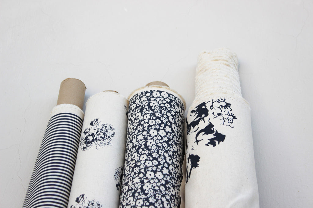 Fabric | Navy Fields of Flowers