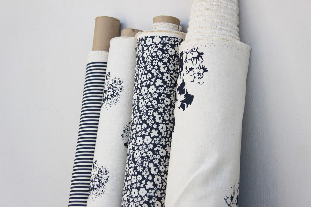 Fabric | Navy Fields of Flowers