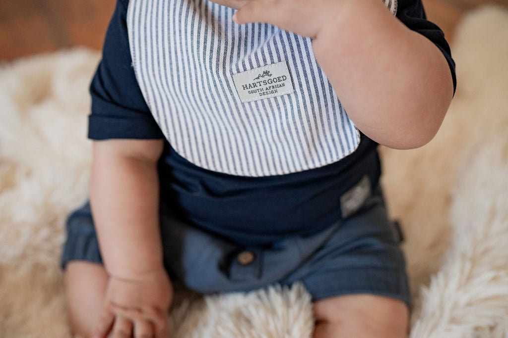 Reversible Baby Bib | Blue lines