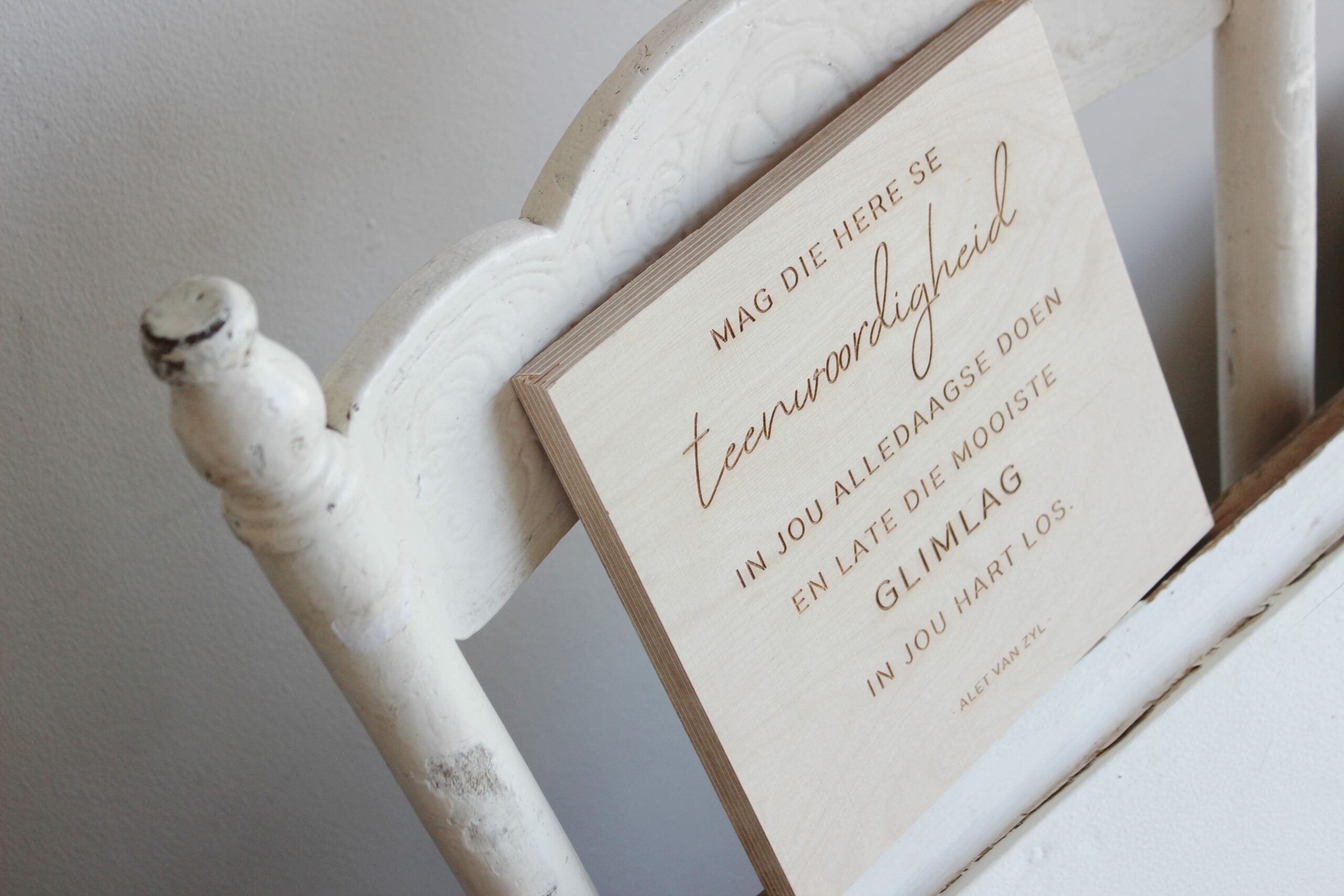Wooden block  |  Glimlag in jou hart los