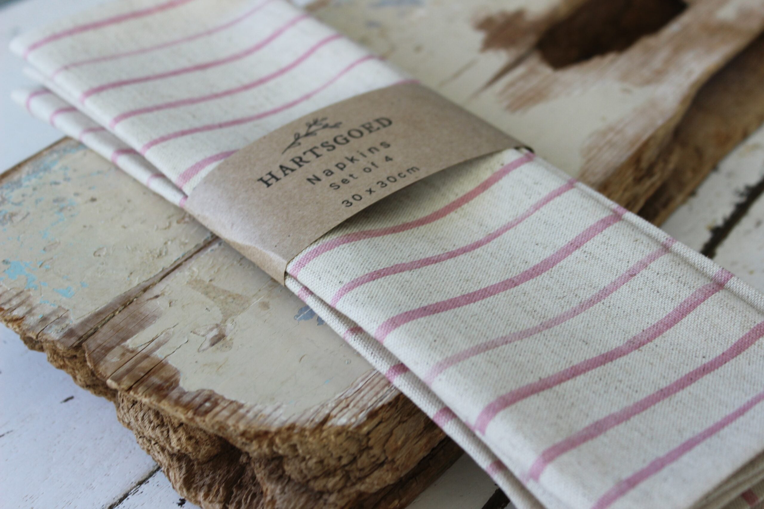 Fabric Napkin Set of 4 |  Pink Pinstripe