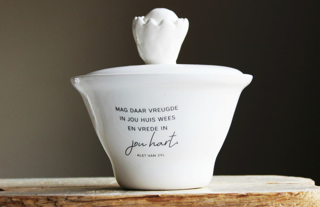 Sugar bowl / Jam pot  |  Vreugde in jou huis