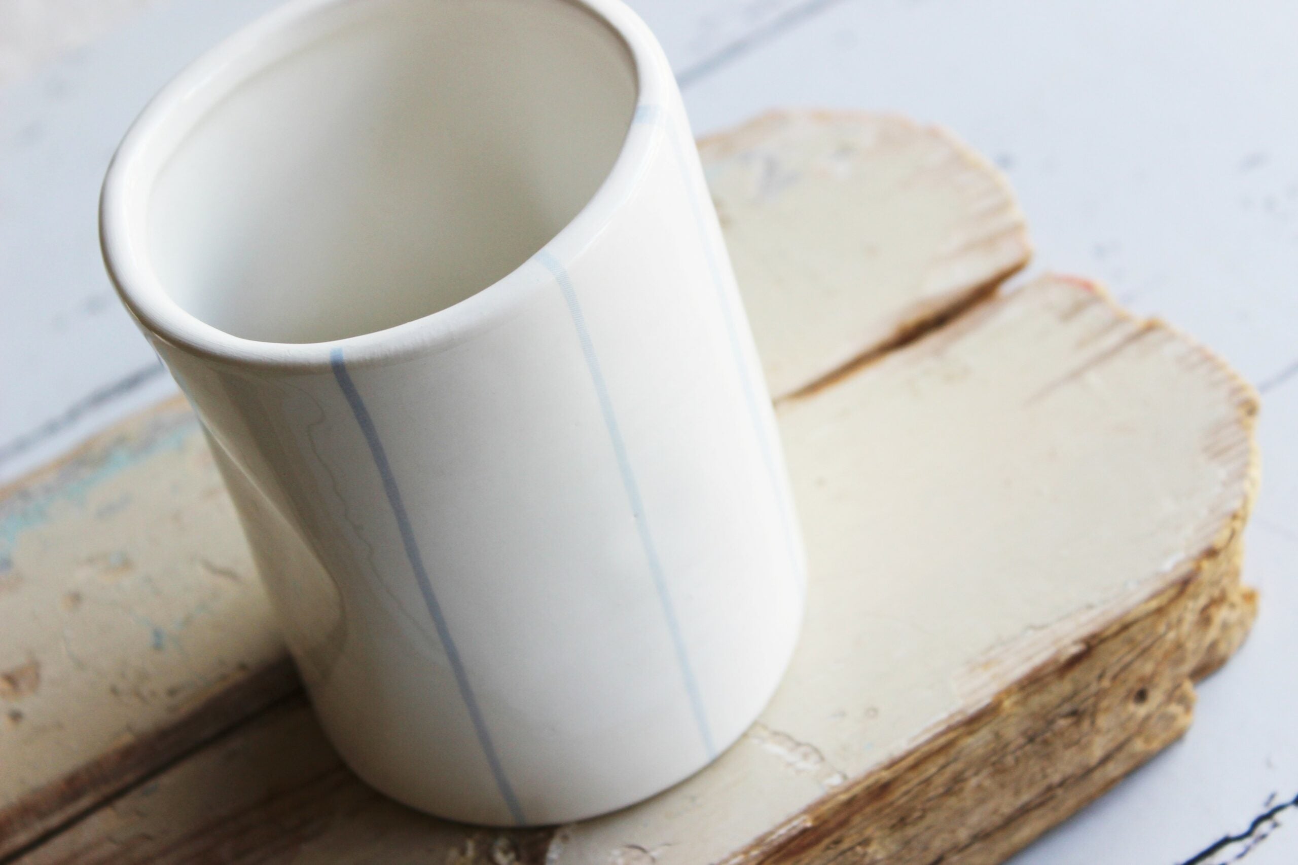 Ceramic Tin Vase  |  Watercolour Pinstripe