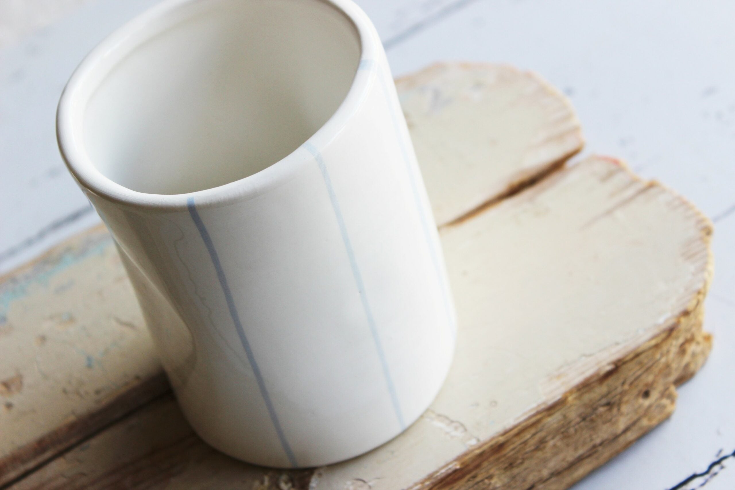 Ceramic Tin Vase  |  Watercolour Pinstripe